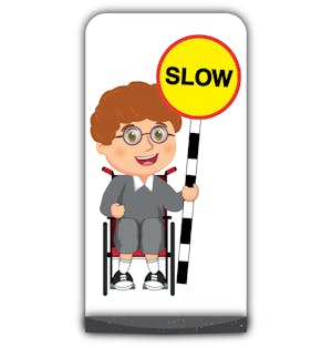 School Kid Flat Panel Pavement Sign - Ben  - Slow - Grey Uniform