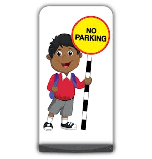 School Kid Flat Panel Pavement Sign -  Kamal  - No Parking - Red Uniform