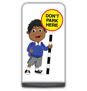 School Kid Flat Panel Pavement Sign -  Kamal  - Don’t Park Here - Blue Uniform