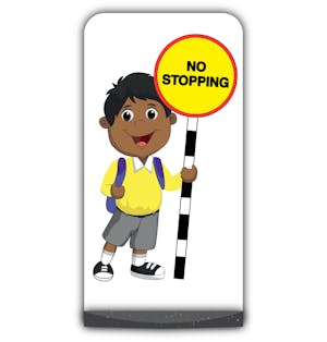 School Kid Flat Panel Pavement Sign -  Kamal  - No Stopping - Yellow Uniform