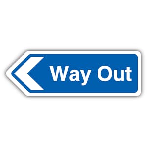 Way Out Arrow Left - Shaped Sign