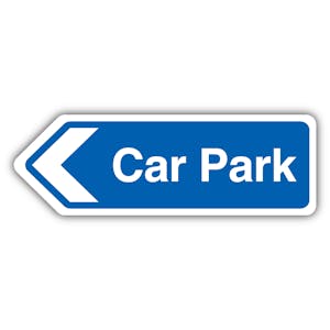 Car Park Arrow Left - Blue Landscape - Shaped Sign