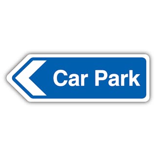 Car Park Arrow Left - Blue Landscape - Shaped Sign