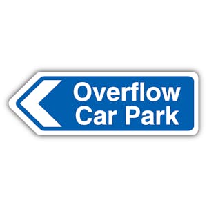 Overflow Car Park Arrow Left - Blue Landscape - Shaped Sign