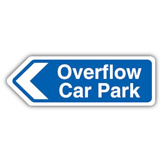 Overflow Car Park Arrow Left - Blue Landscape - Shaped Sign