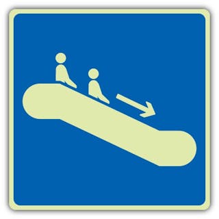 Photoluminescent Escalator Down Right Symbol