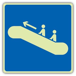 Photoluminescent Escalator Up Left Symbol