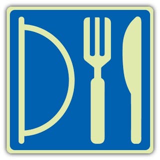 Photoluminescent Knife Fork And Plate Symbol