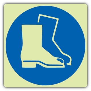 Photoluminescent Foot Protection Must Be Worn Symbol