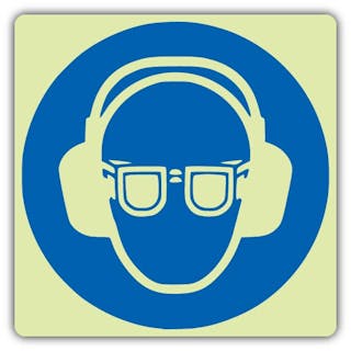 Photoluminescent Wear Ear And Eye Protection Symbol