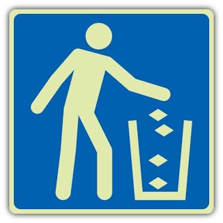 Photoluminescent Mandatory Litter Bin Symbol