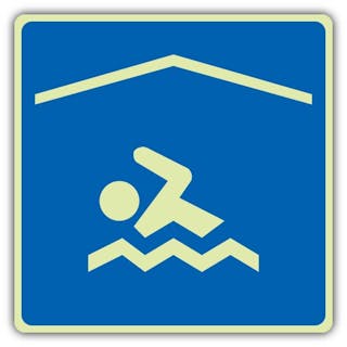 Photoluminescent Swimming Pool With Roof Symbol