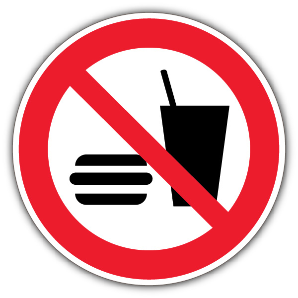 No Food Or Drink - Circle Sign | No Smoking & Alcohol | Your Security Sign