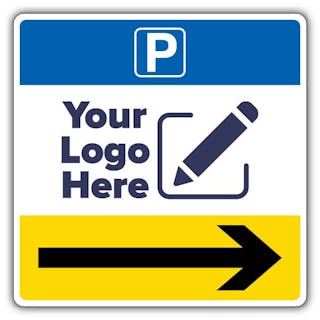 Parking Icon Yellow/Black Arrow Right Square Sign - Large Your Logo Here