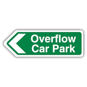 Overflow Car Park Arrow Left - Green - Shaped Sign
