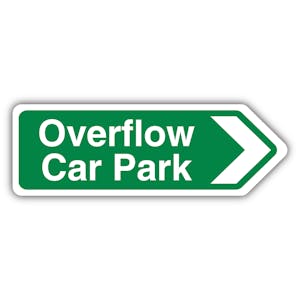 Overflow Car Park Arrow Right - Green - Shaped Sign