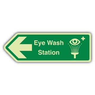 Photoluminescent Eye Wash Station Arrow Left - Shaped