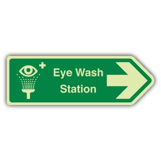 Photoluminescent Eye Wash Station Arrow Right - Shaped