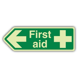 Photoluminescent First Aid Arrow Left  - Shaped