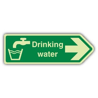 Photoluminescent Safe Drinking Water Arrow Right  - Shaped 