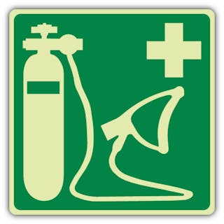 Photoluminescent Medical Oxygen Resuscitator Tank Symbol