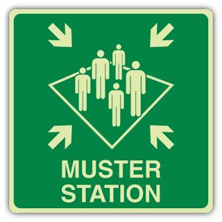 Photoluminescent Muster Station - 5 People - Square