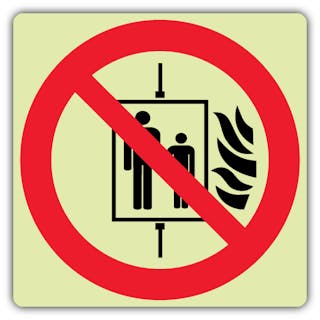 Photoluminescent In The Event Of Fire Do Not Use This Lift Symbol