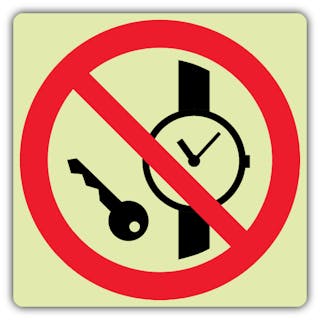 Photoluminescent No Watches Or Jewellery Symbol