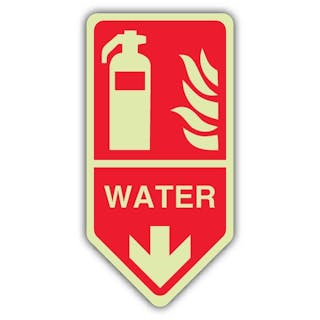 Photoluminescent Water Fire Extinguisher - Shaped Sign