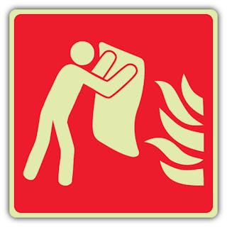 Photoluminescent Fire Blanket With Man Symbol