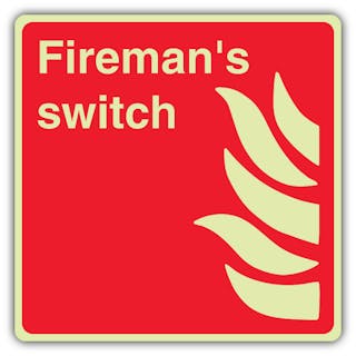 Photoluminescent Fireman's Switch - Square