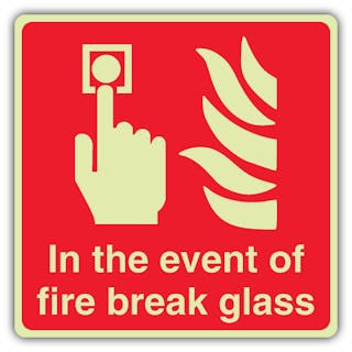 Photoluminescent In The Event Of Fire Break Glass -Square