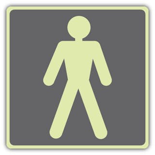 Photoluminescent Male Toilet Symbol - Grey