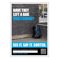 See it. Say it. Sorted. Poster - Have They Left A Bag Unattended? - Blue Bag