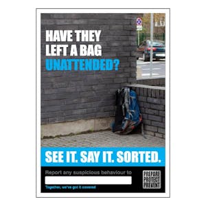 See it. Say it. Sorted. Poster - Have They Left A Bag Unattended? - Blue Bag