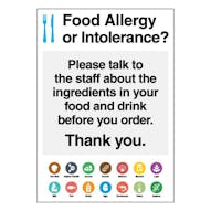 Talk to Staff About Ingredients Poster - Portrait