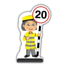 Lollipop Person Cut Out Pavement Sign - Lisa - 20 mph