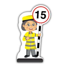 Lollipop Person Cut Out Pavement Sign - Lisa - 15 mph