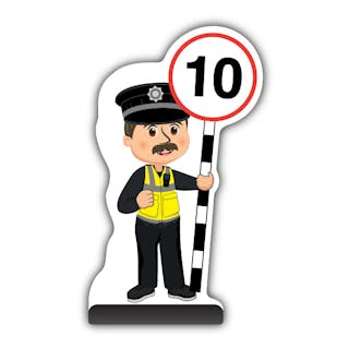Police Officer Cut Out Pavement Sign - PC Williams - 10 mph