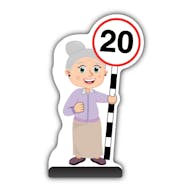 Senior Citizen Cut Out Pavement Sign - Joan - 20 mph