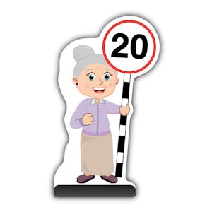 Senior Citizen Cut Out Pavement Sign - Joan - 20 mph