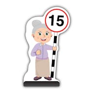Senior Citizen Cut Out Pavement Sign - Joan - 15 mph