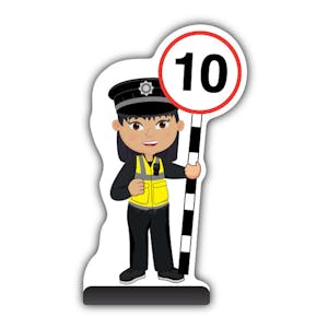 Police Officer Cut Out Pavement Sign - PC Lin - 10 mph