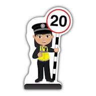 Police Officer Cut Out Pavement Sign - PC Lin - 20 mph