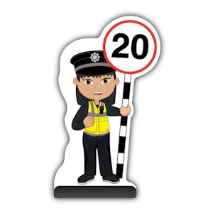 Police Officer Cut Out Pavement Sign - PC Lin - 20 mph