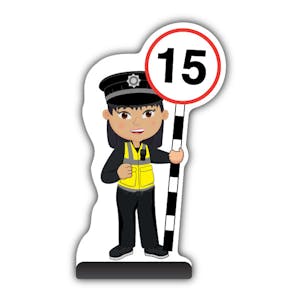 Police Officer Cut Out Pavement Sign - PC Lin - 15 mph