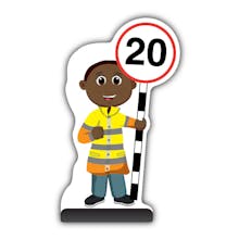 Lollipop Person Cut Out Pavement Sign - Omari - 20 mph