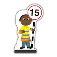 Lollipop Person Cut Out Pavement Sign - Omari - 15 mph
