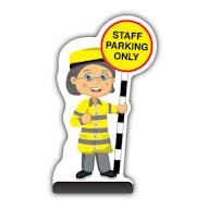 Lollipop Person Cut Out Pavement Sign - Lisa - Staff Parking Only