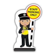 Police Officer Cut Out Pavement Sign - PC Lin - Staff Parking Only